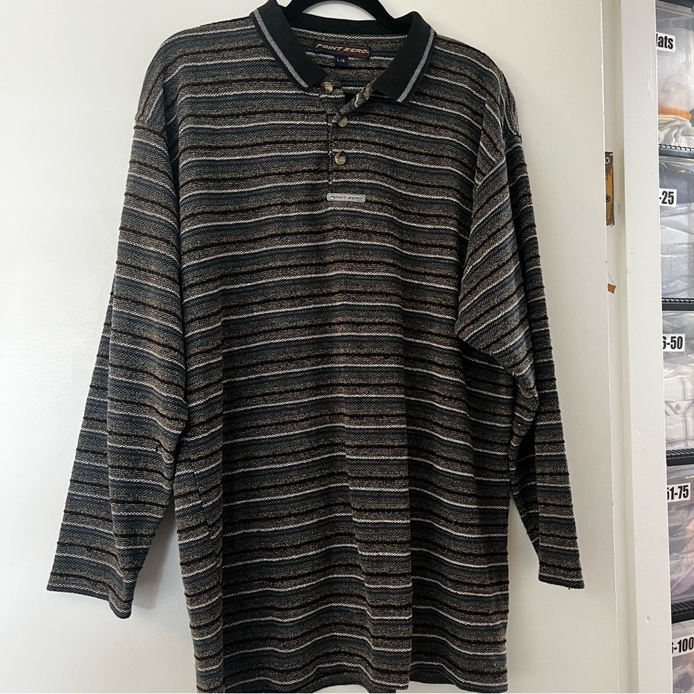 Point Zero | Y2K Polo Long Sleeve Shirt